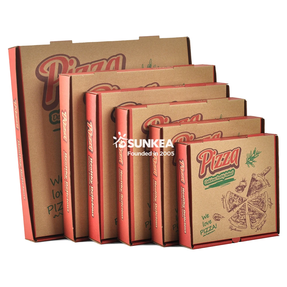 Corrugated Paper Pizza Box Custom Logo Biodegradable Cardboard Takeaway Pizza Box
