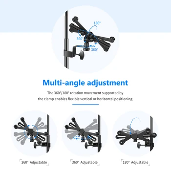 Neewer 7-14 Inches Adjustable Tablet Holder Mount and 360 Degree Swivel Clamp for Microphone Stand IPad,iPad Pro,iPad Air Google detail image