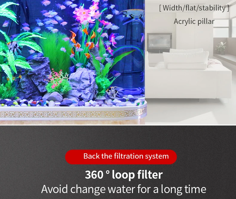 Top Filter Curved Corner Round Ultra White Fiberglass Fish Tank Of