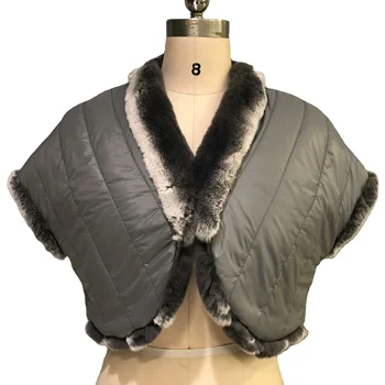Elegant New Arrival Real Rabbit Fur Shawl Fluffy Genuine Fur Collar Fashionable Women Soft Winter Girls Warm Cape