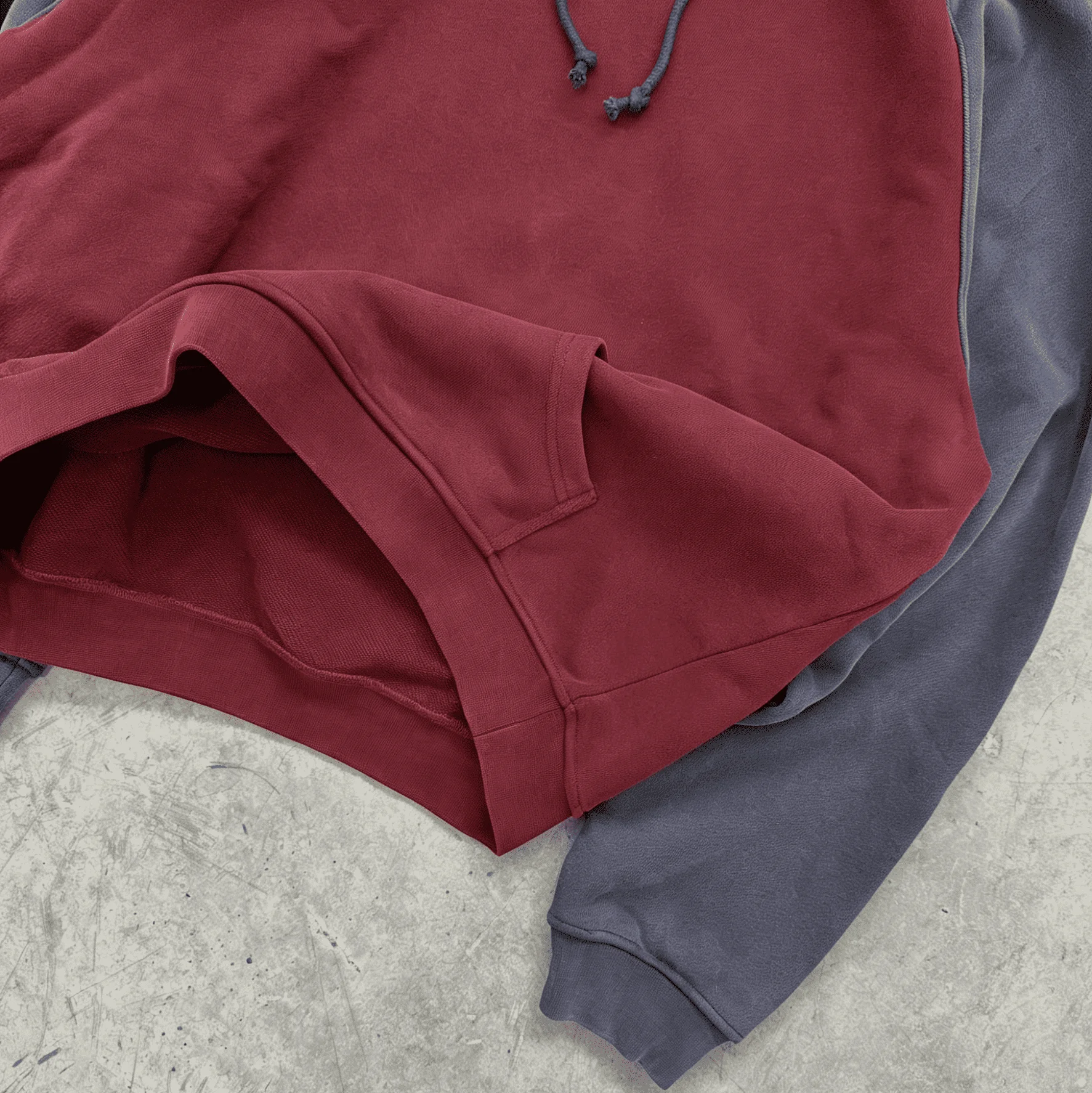 Custom Logo Two Tone Raglan Hoodie Supplier Vintage Pigment Wash French Terry Blank Pullover Streetwear Unisex Basic Sweatshirt gallery 4