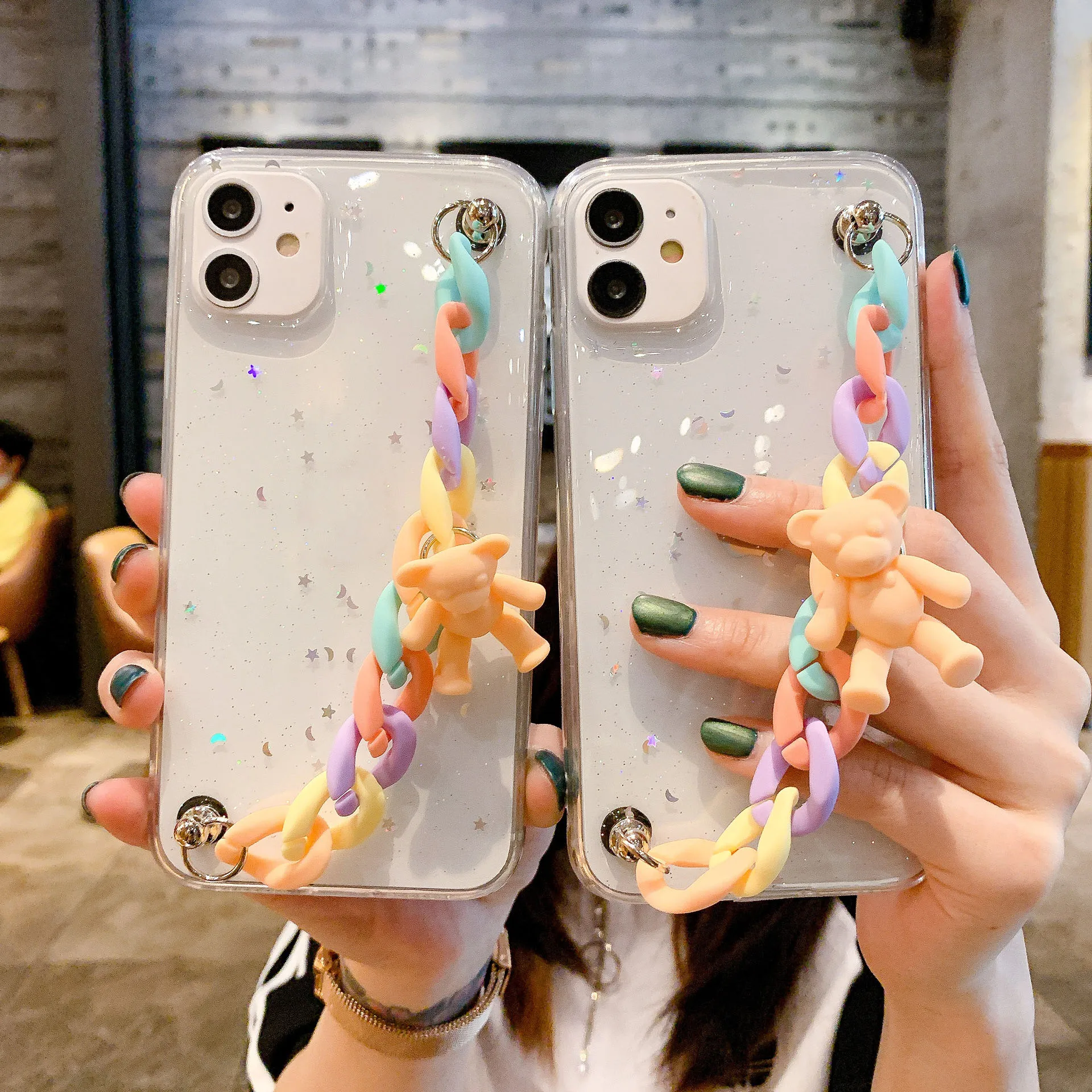 High Quality Women Phone Case with Wrist Bracelet Chains Stylish Phone Case Cover for iphone 12 11 Pro Max