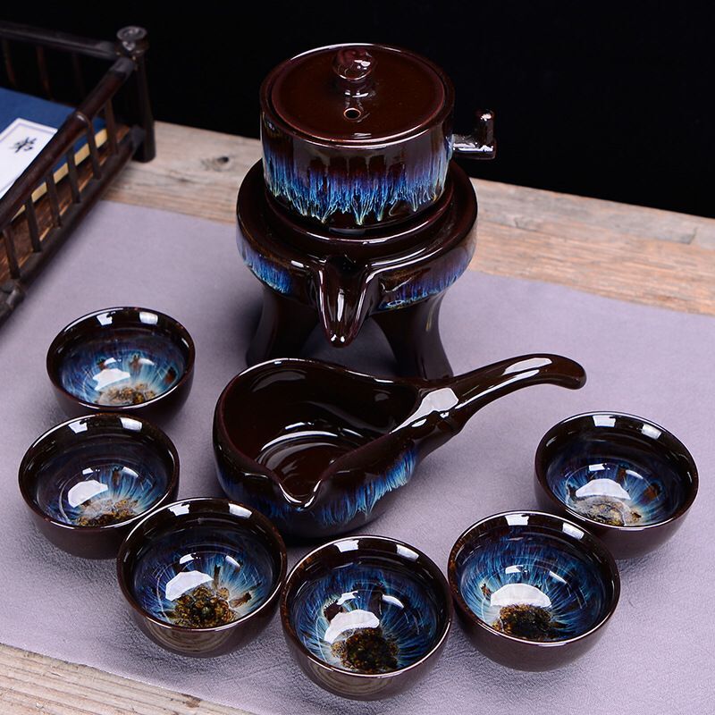 中国のカンフー粉砕ティーセット、半自動セラミック怠惰な石の