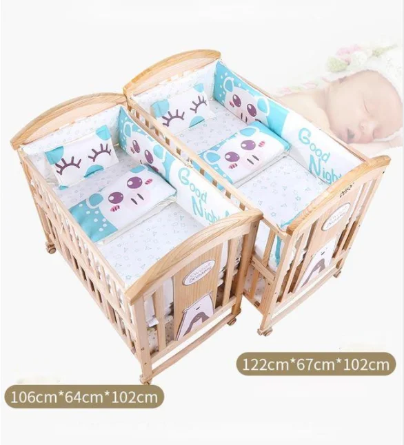 YQ JENMW Solid wood crib Best selling solid pine wooden baby bed design/baby swing cot/baby crib attached adult bed