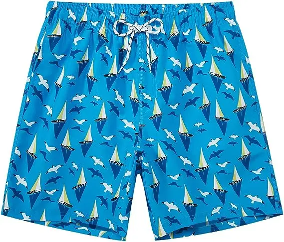 wholesale custom flora design all over printed men's polyester quick qry mesh lined swim trunk beach shorts132_voghion.com