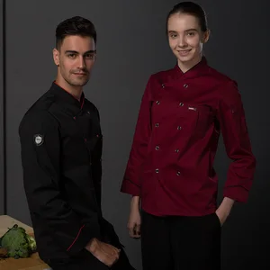Cheap Wholesale Black and White Long Sleeved Chef Clothing Hotel Western Restaurant Fast Food Service Staff Uniform Chef Uniform
