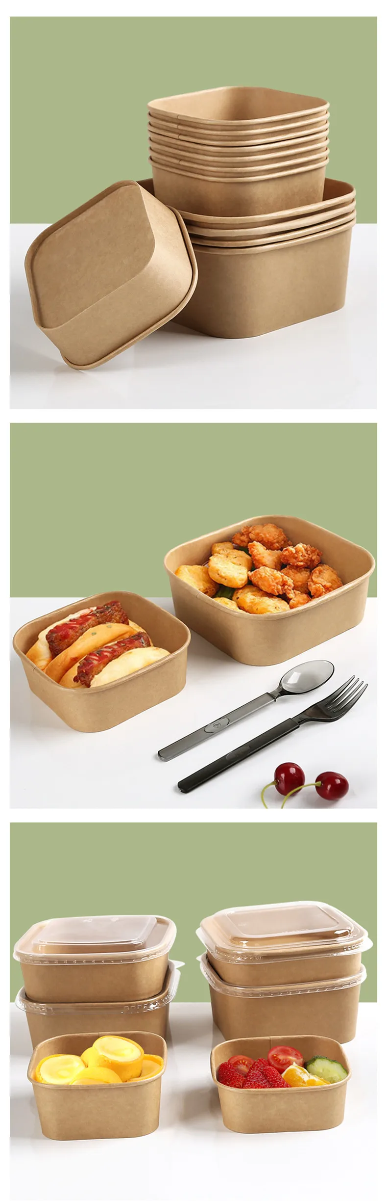 Biodegradable Salad Bowl Coated With Pla Lid Eco Friendly 46 Oz