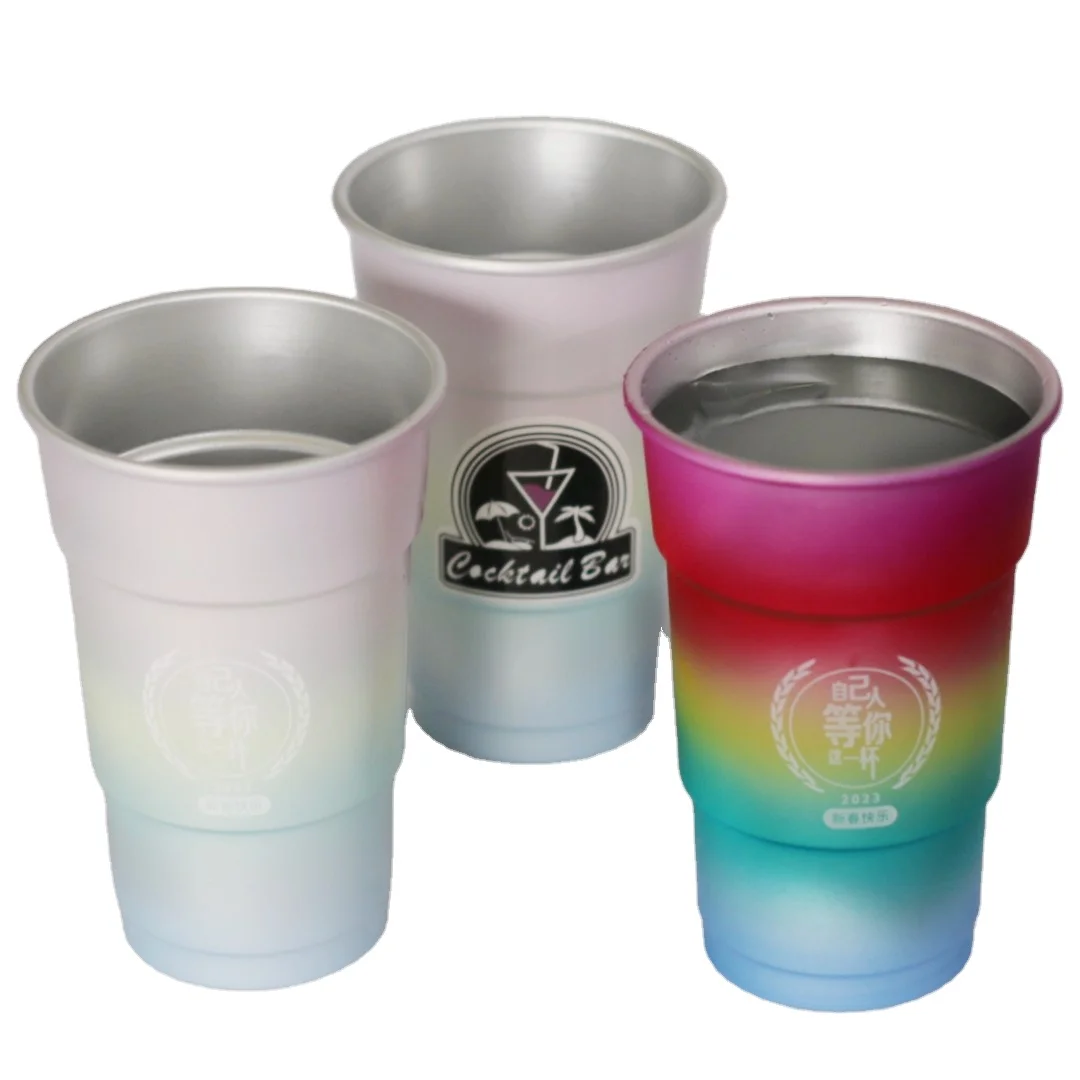 Arora Aluminum Cups for Drinks, Metal Color-Changing Silver Color