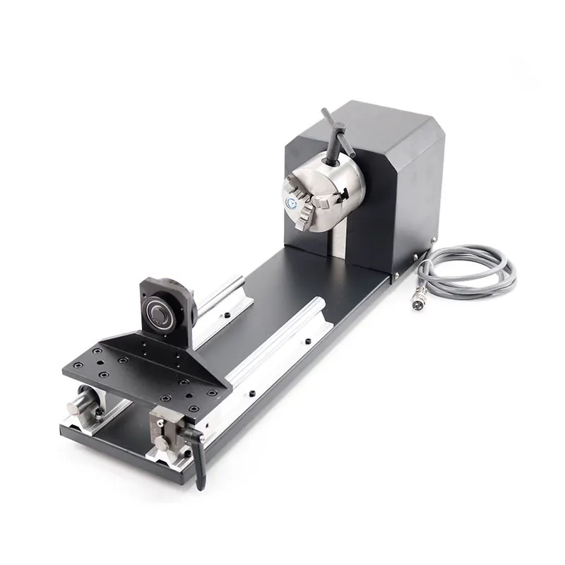 CNC Router Rotary Axis Attachment for CO2 Laser Engraving Cutting Machine with 80mm 3-jaw Chuck 2Phase Stepper Motor 