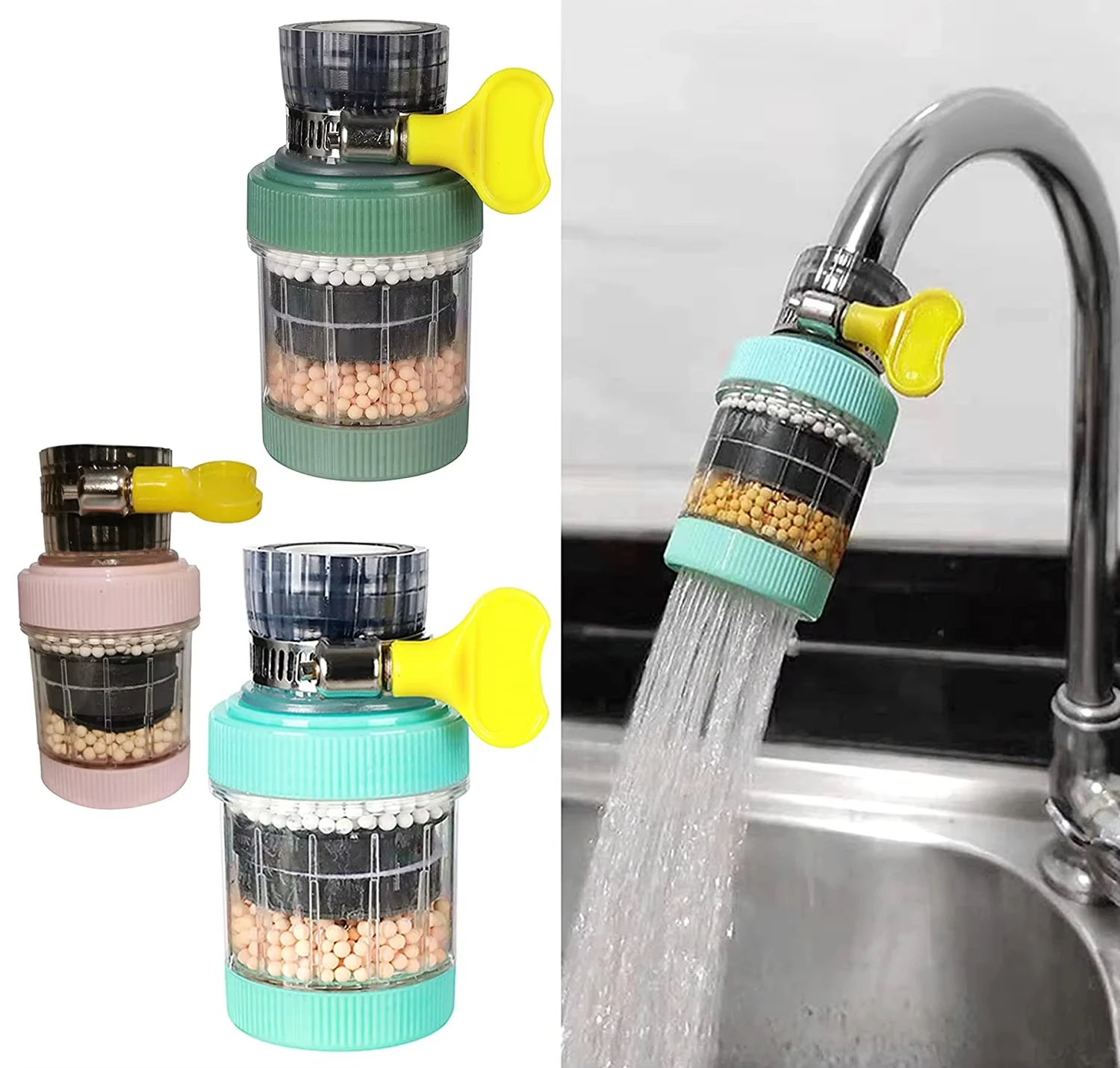 360° Purifier Kitchen Tap Filtration Activated Carbon Removes Chlorine Fluoride Heavy Metals Hard Water for Home Kitchen