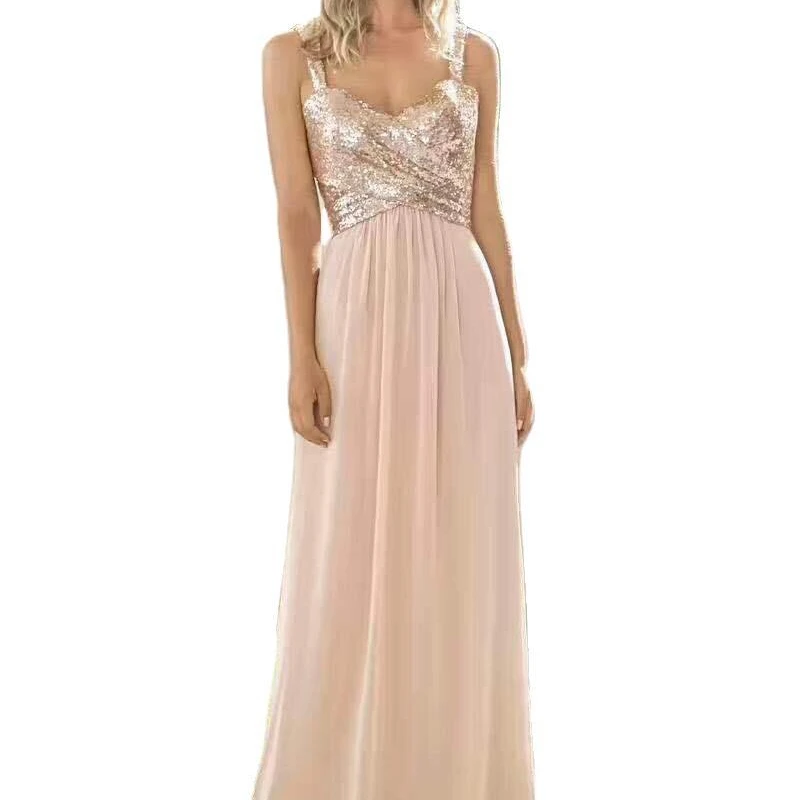 sequin and chiffon bridesmaid dress Long Bridesmaid Dress, Sequin Bridesmaid Dress, Mismatched Bridesmaid –  Dairy Bridal main image 0