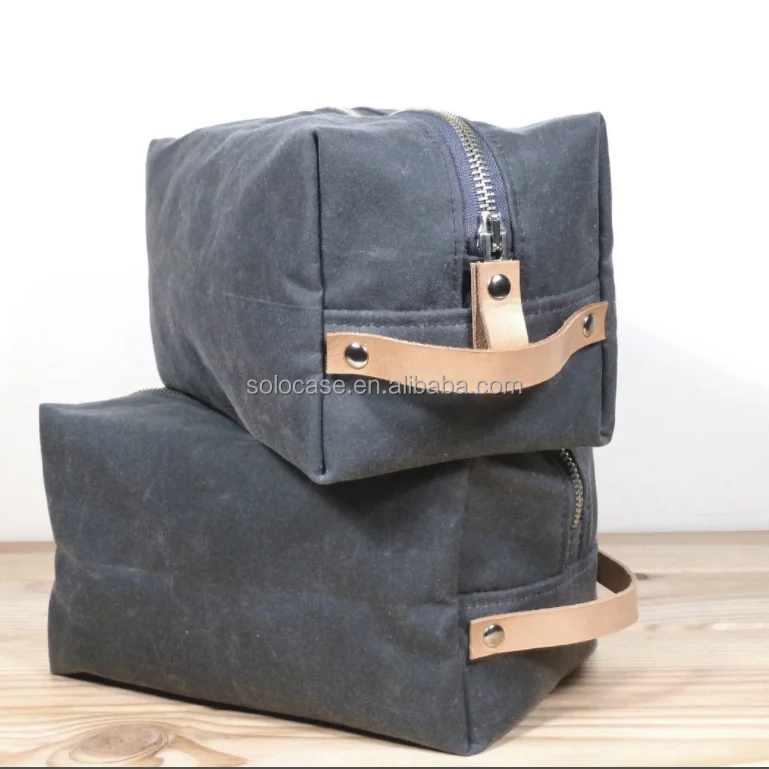 Waxed Canvas Leather Toiletry Bag