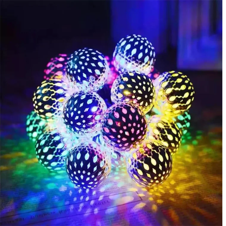 Christmas Tree Decoration Globe String Light Metal Ball Led Fairy Light Decorative Lamp for Bedroom Garden Party Wedding