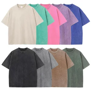 American Trendy Oversize Customizable OEM Custom Heavyweight Cotton Washed Distressed Loose Drop Shoulder TShirt Streetwear