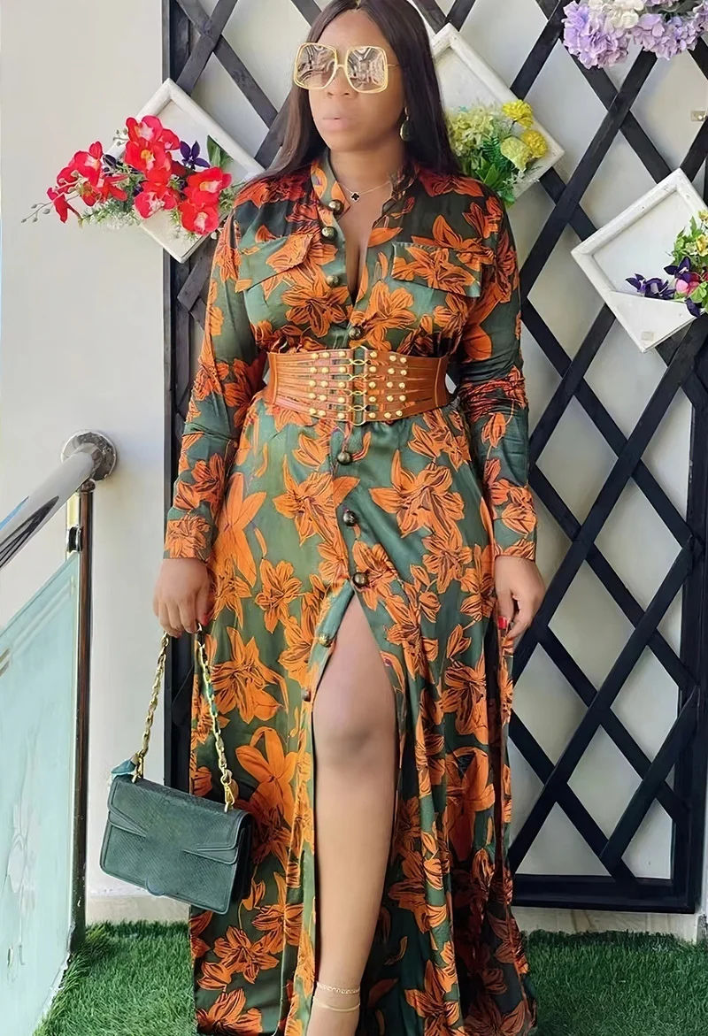 Abaya VÃªtements Africaine Femme 2024 Nigérian Imprimé Fleuri