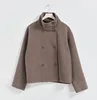 Chaqueta de lana con doble botonadura color café