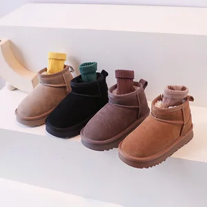 New Style Genuine Leather Winter Shoes for Kids Girls Wholesale Fashion Thickened Children Warm Shoes Custom Snow Boots for Boys