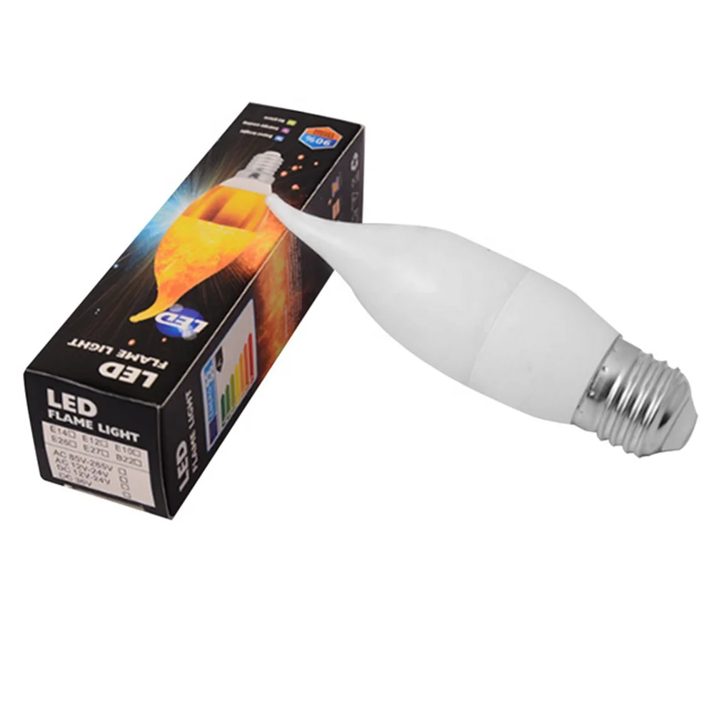 E14 E12 E27 キャンドル型電球 LED 炎効果 模擬火炎電球