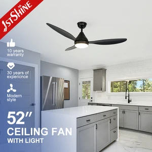 1stshine LED Ceiling Fan Decorative Black ABS Blades High Quality Fan Lamp Lighting 52 Inches Ceiling Fan