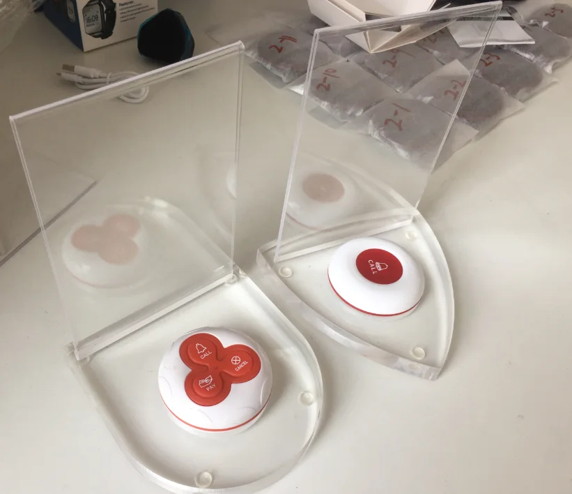 Wireless Call Button with Acrylic Table Menu Holder for Cafe Use