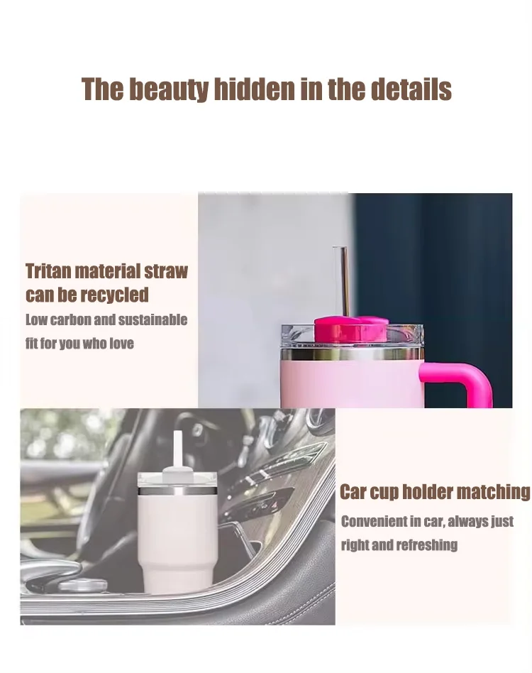 40oz with Handle Custom Stainless Steel Reusable Vacuum Tumbler in Stock with Lid Iced Coffee Travel Mug for Hot and Cold