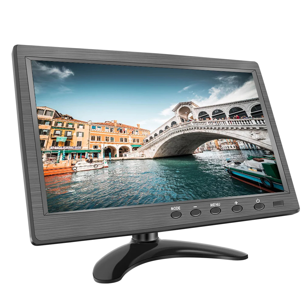 10.1 Inch Widescreen LED TFT LCD Desktop Computer Monitor with Speaker Small Size Capacitive VGA AV Input for Car TV