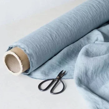 280CM 110inch Wide Linen fabric wholesale 100% pure linen Pinstripes Bedding Fabric Enzyme washed linen fabric 170GSM