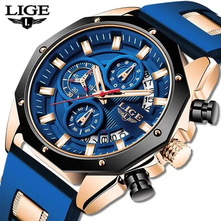 LIGE 8908 Men's Quartz Chronograph Watch - Luxury Waterproof