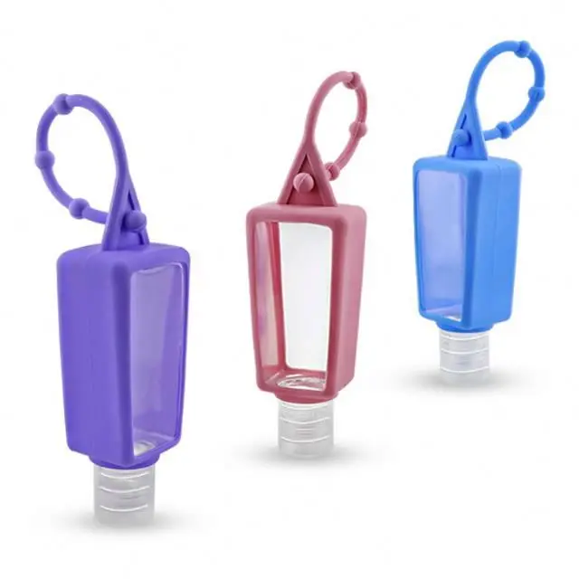 Children 30ml Small Hand Sanitisers Logo Clip Key Ring 50ml Keychain Bottle with Silicone Holder