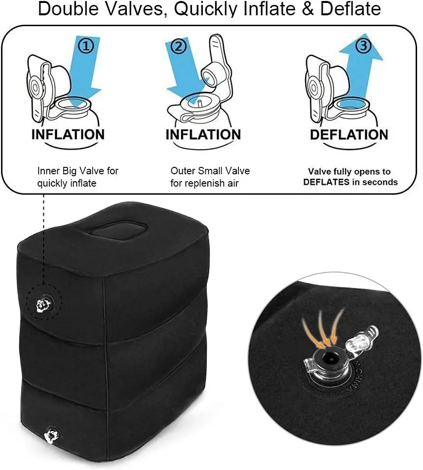 Adjustable Height Leg Pillow Fast Inflatable Travel Foot Rest Pillow for Toddlers