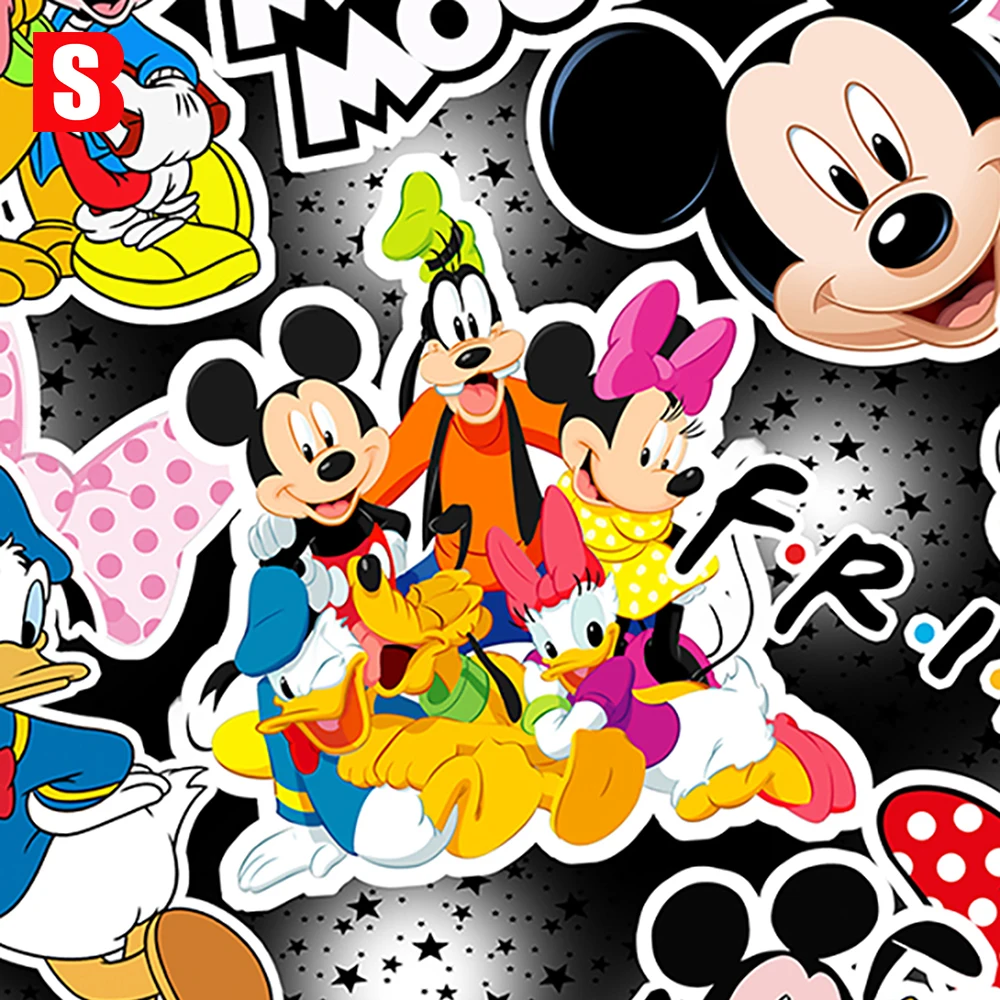 Custom Digital Print Cartoon Character Mickey & Minnie Mouse on 40s 135gsm Organic Cotton Fabric Fashionable Kids Shirt Clothing