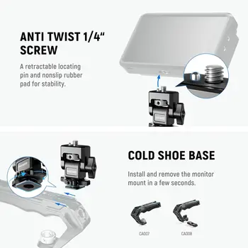 Neewer Camera Monitor Mount with Cold Shoe, Anti Twist 1/4" Screw for 5" & 7" Field Monitor Compatible with Atomos Ninja V product image