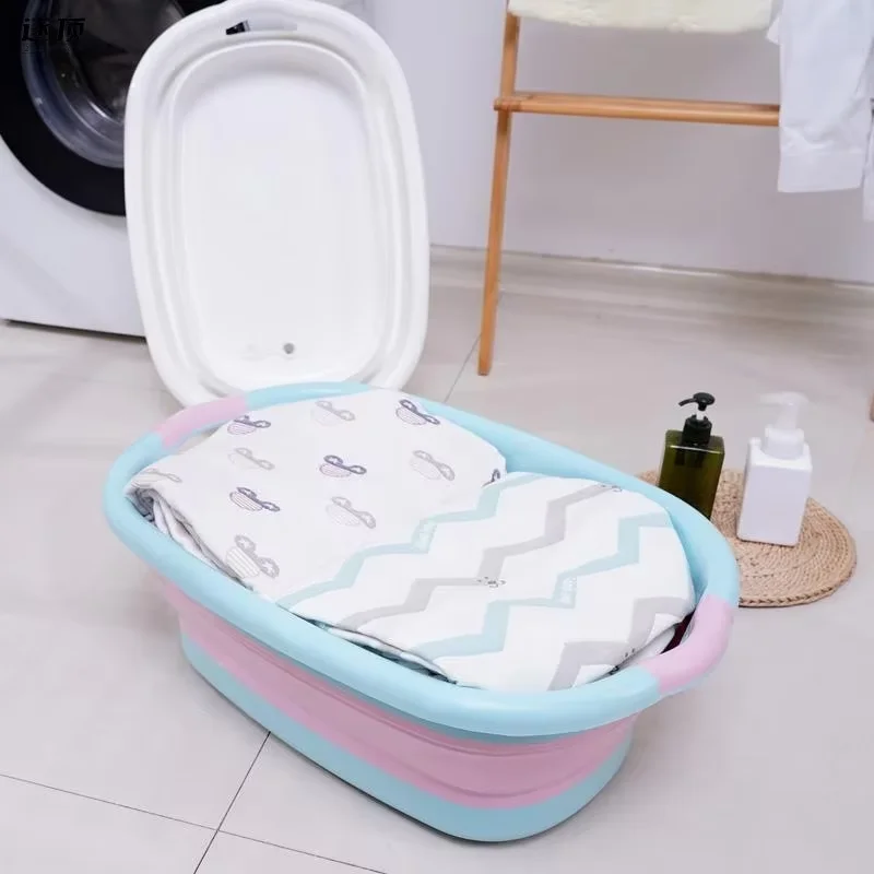 Dainty Factory Plastic Hamper Collapsible Foldable Laundry Basket for Dog Bath Tub Baby Foldable Bath Pet Tub Bathtubs