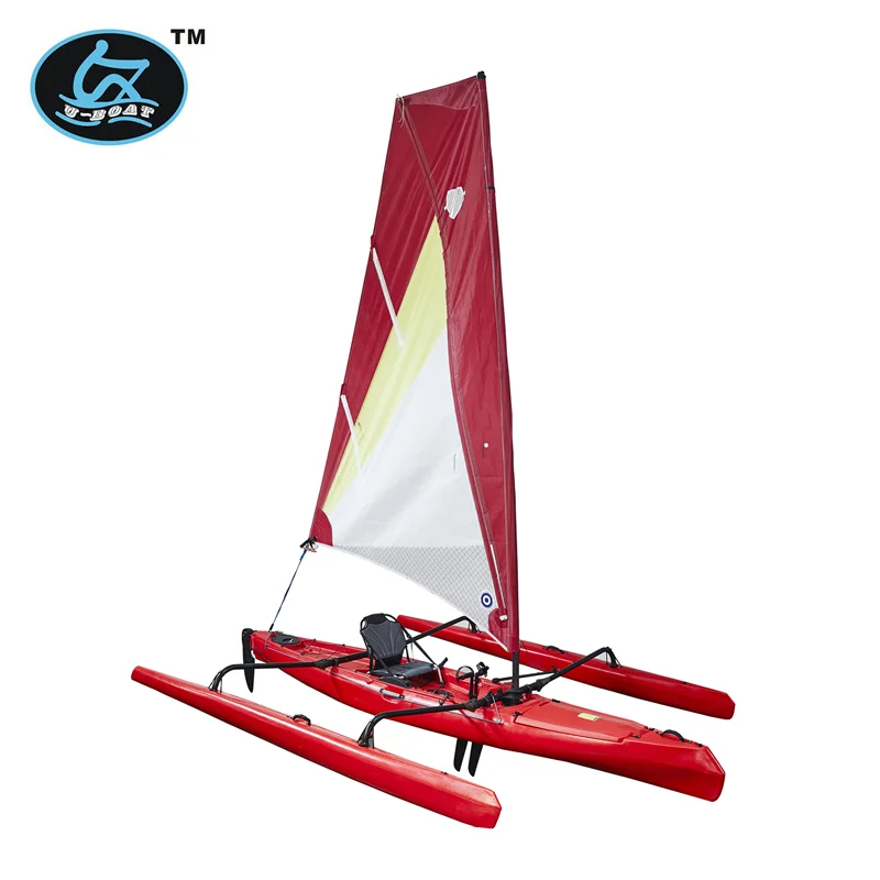 
16ft trimaran saiboat with kayak pedal drive system UBP-K7 for one person 