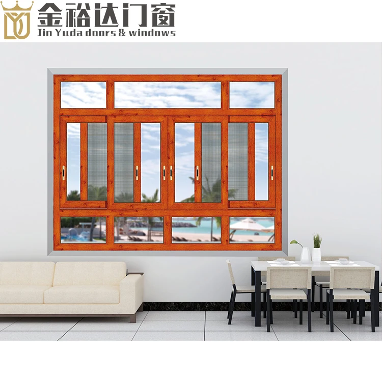 Energy Saving Aluminium Exterior Sliding Windows Double Tempered Glass Safe Decorative Stainless Steel Screen Horizontal Louver