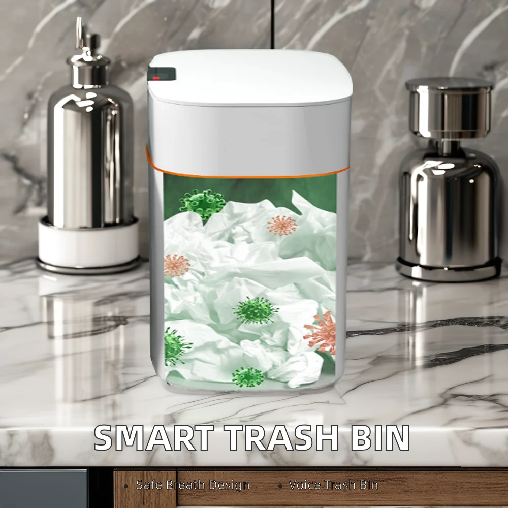 Intelligent Sensor Kitchen Trash Can Smart Electric Induction Automatic Waste Bin Indoor/Outdoor Plastic Food Standing Bin