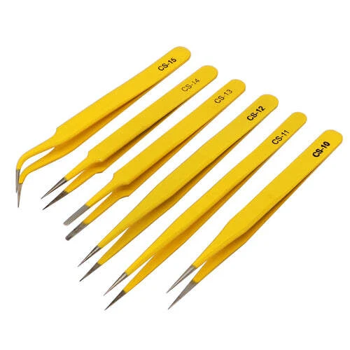 Stainless Steel Anti-static Tweezers Kit for PCB Soldering Repair Tool