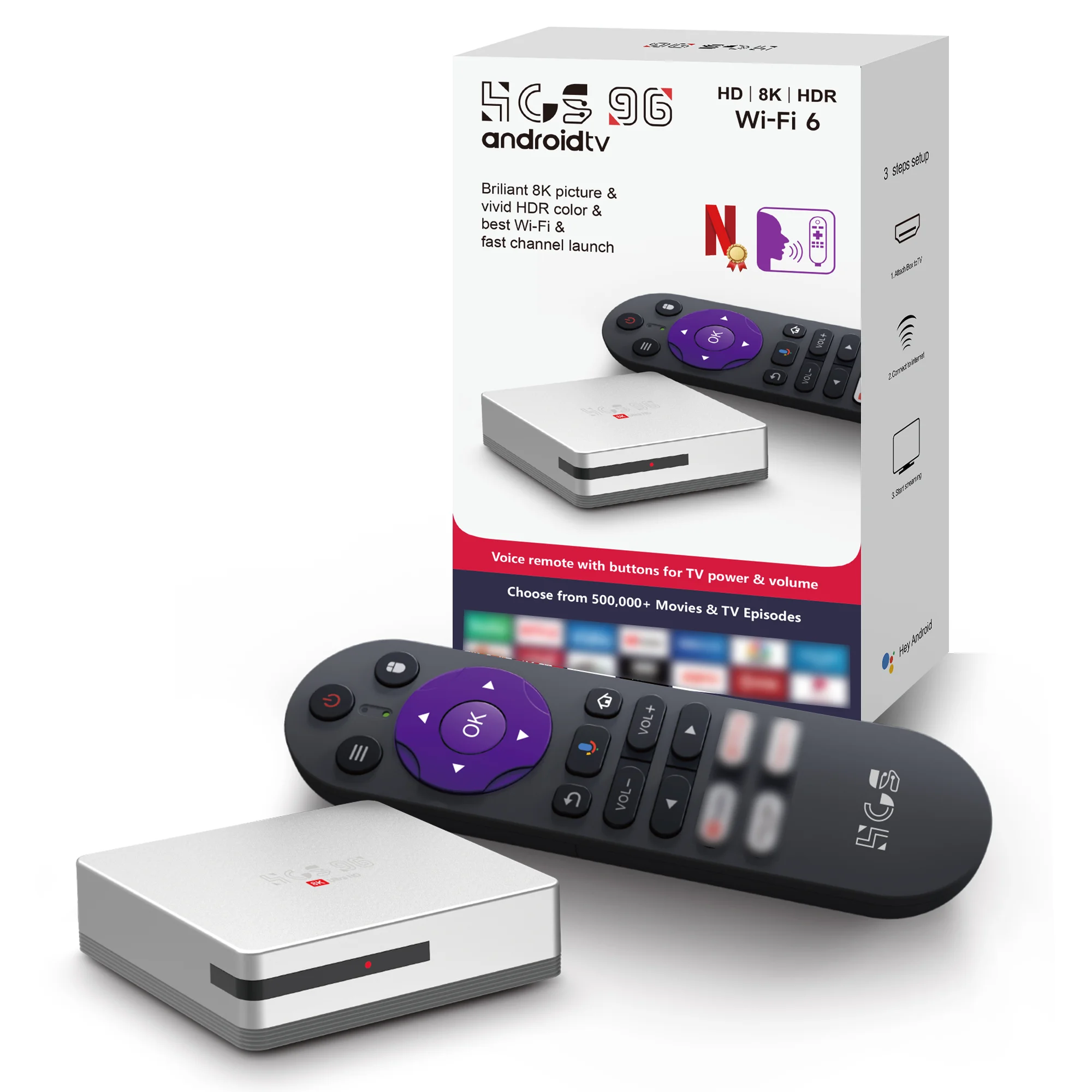 2024 novo design HCS96 wifi5G pacote branco set top box com BT