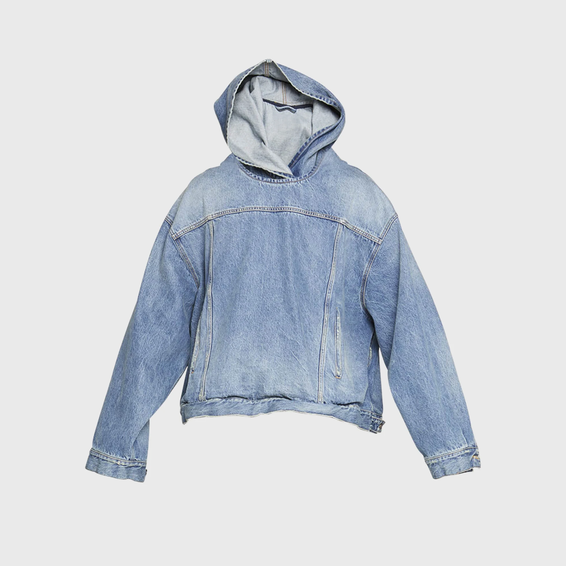 AeeDenim Custom Designers Men's Oversize Jackets Black Wash Cotton Oversized Denim Pullover Hoodie for Men