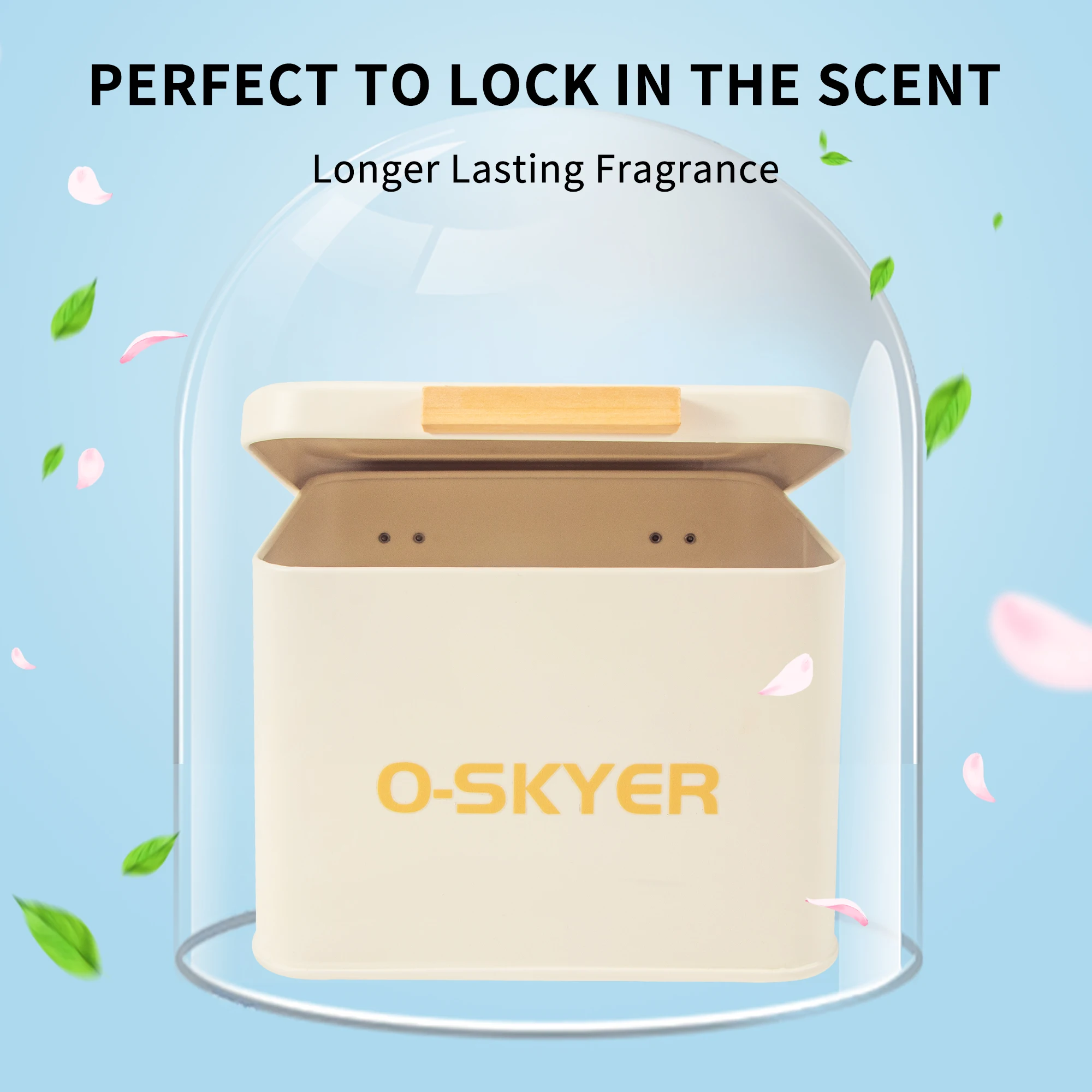 Laundry Room Series Metal Storage Bucket with Lid Decorative Buckets Moisture Proof Tabletop Metal Storage Box