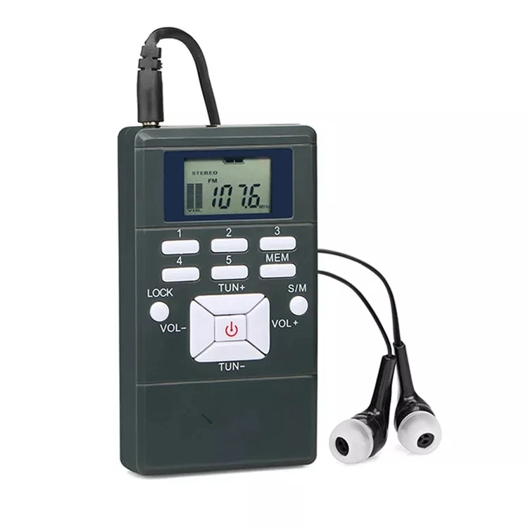 Wireless Custom Fixed Frequency Small Pocket Fm Radio Fm Digital Receiver Meeting Use with Headphone