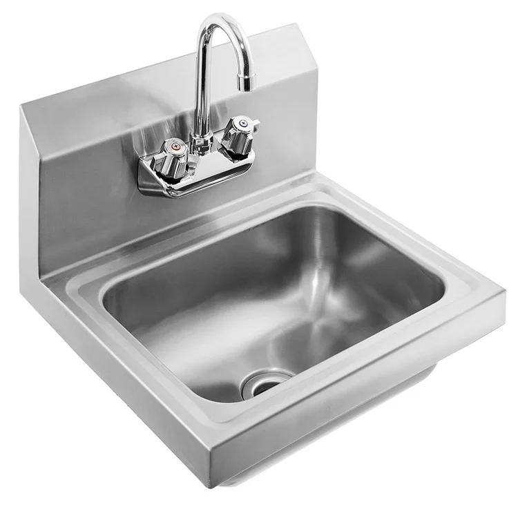 Stainless Steel Sink Commercial Wall Mounted Basin Nsf With Gooseneck ...