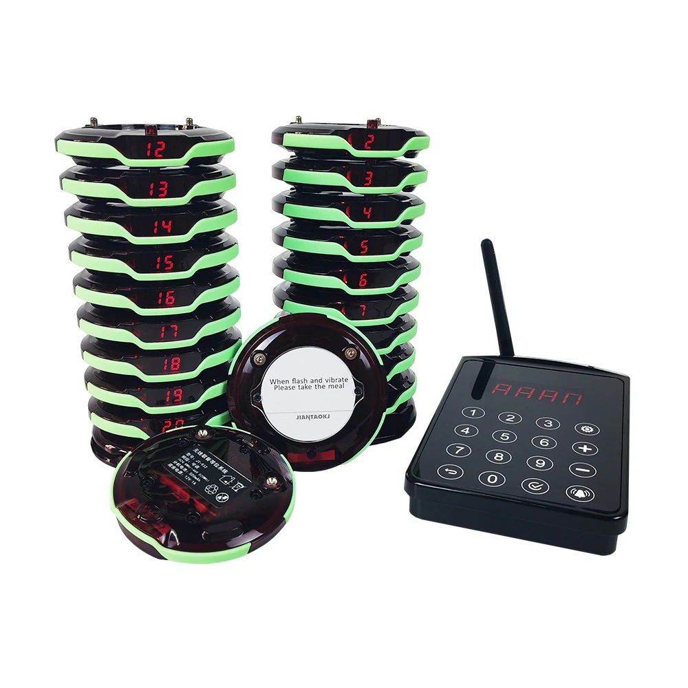 Jiantao Disc Waterproof Wireless Calling System Buzzer Vibration Pager for Restaurant Cafe