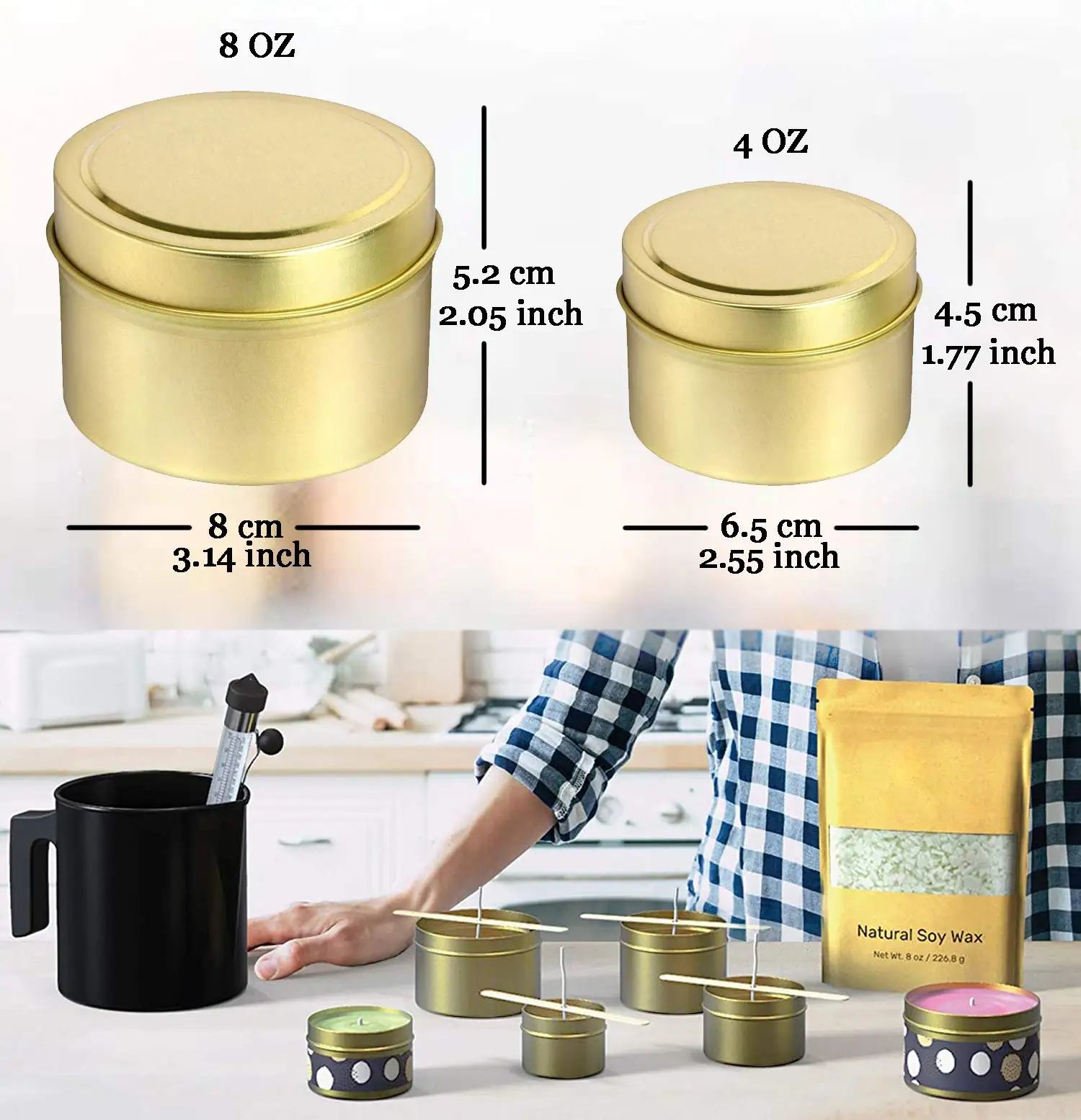 Wholesale Black Gold Silver Gift Tin Box Round Metal Soy Wax Scented