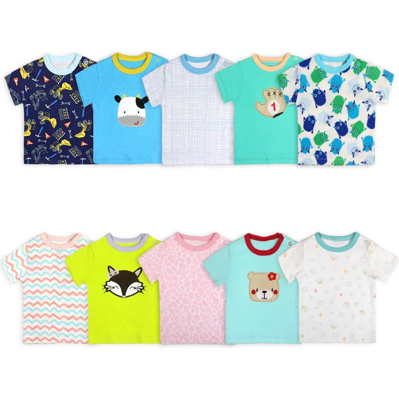 Случайная оптовая дешевая летняя хлопковая Детская футболка с коротким рукавом
