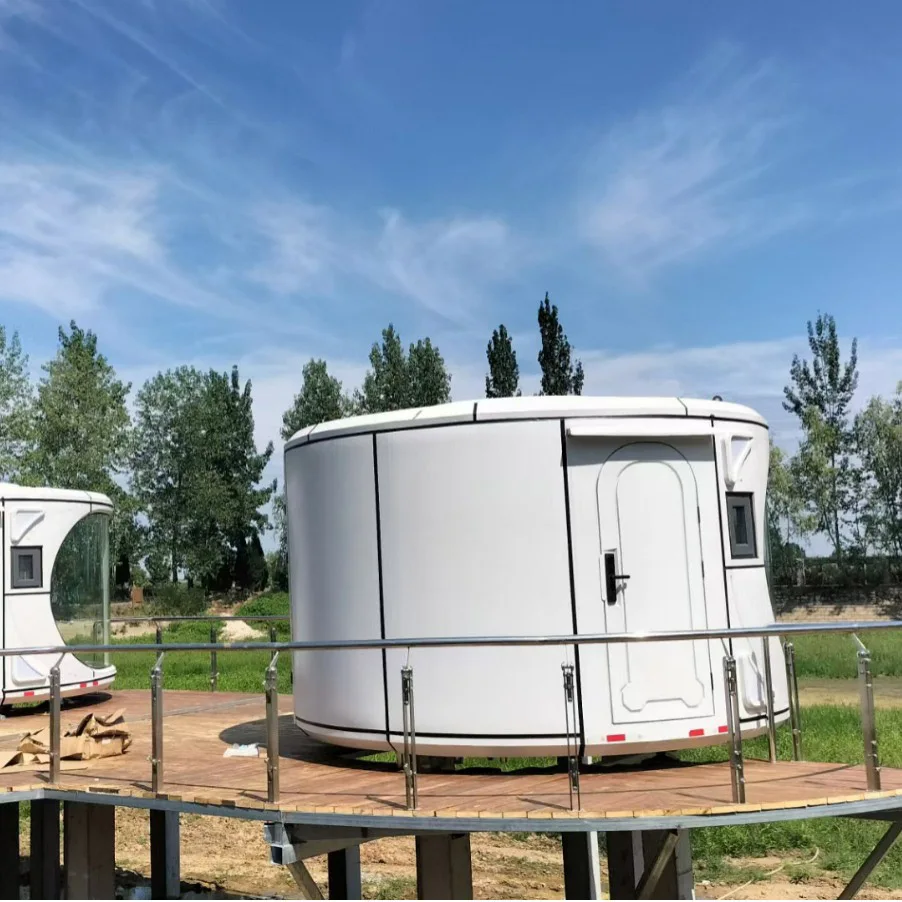 Tiny Prefab Movable Cabin Space Capsule Prefabricated Mini Round Glass Container House