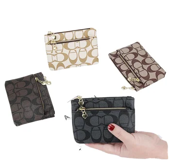 Hot Luxury Small Fresh Girls Short PU Purse Keychain Mini Coin Purse for Women Bag Gift with Zipper