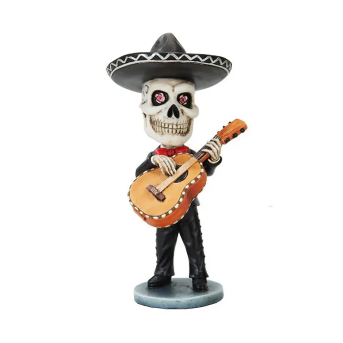 Bone Colored Day of the Dead Sugar Skull Man Bobble Head