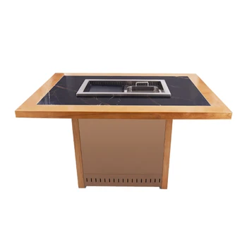High Quality Commercial Dining Table for Restaurant Smokeless Korean Integrated Barbecue Hot Pot Table
