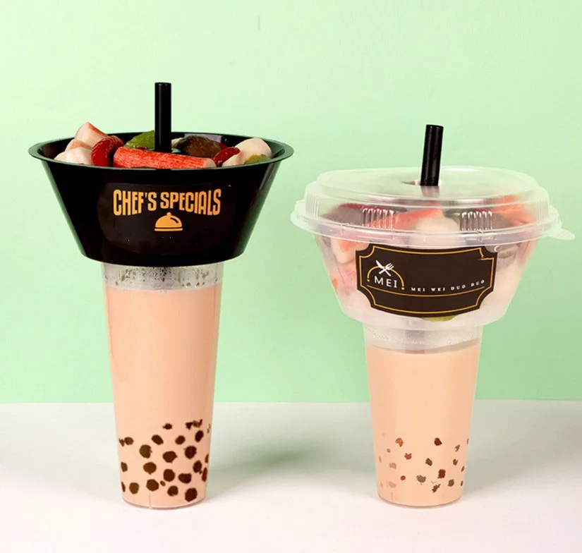 Disposable Transparent Custom Plastic Clear Boba Tea Cup with Lids - China Boba  Cup Disposable and Boba Cup price